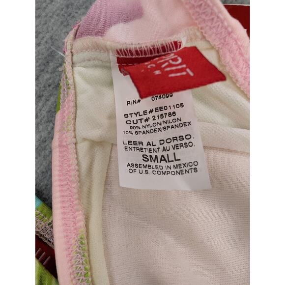 Vintage Esprit Bikini Womens Small Pink Green Leaf Floral Halter Top Bottom Y2K - Picture 12 of 14